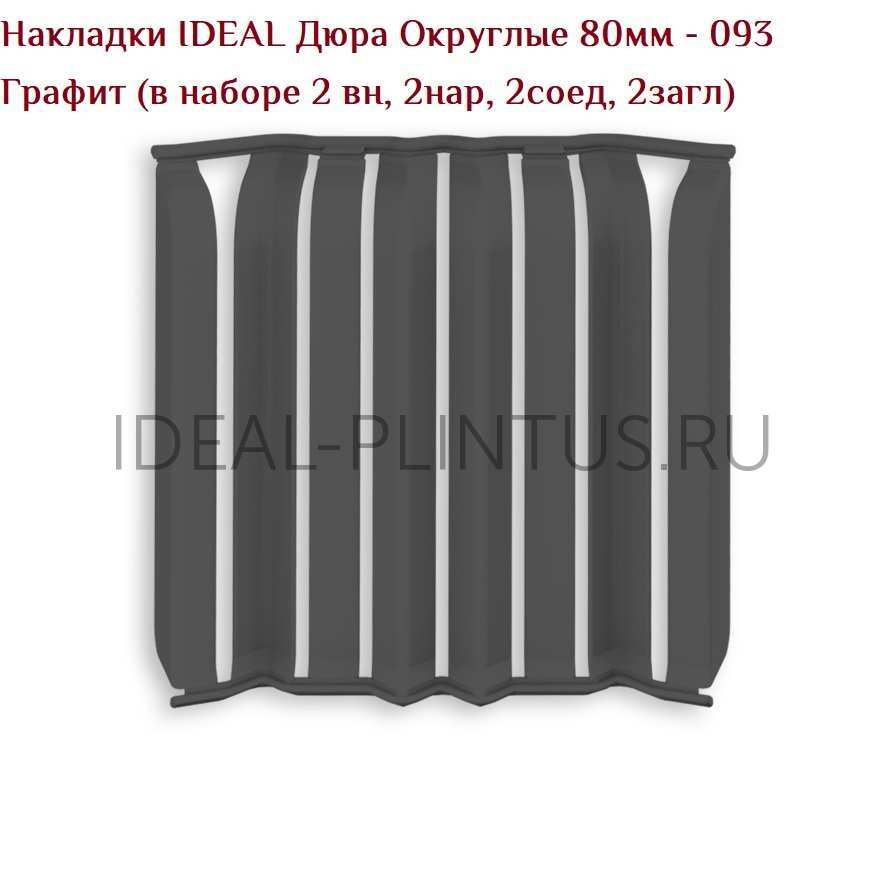 Ideal — Накладки IDEAL Дюра Округлые 80мм - 093 Графит (в наборе 2 вн, 2нар, 2соед, 2загл)