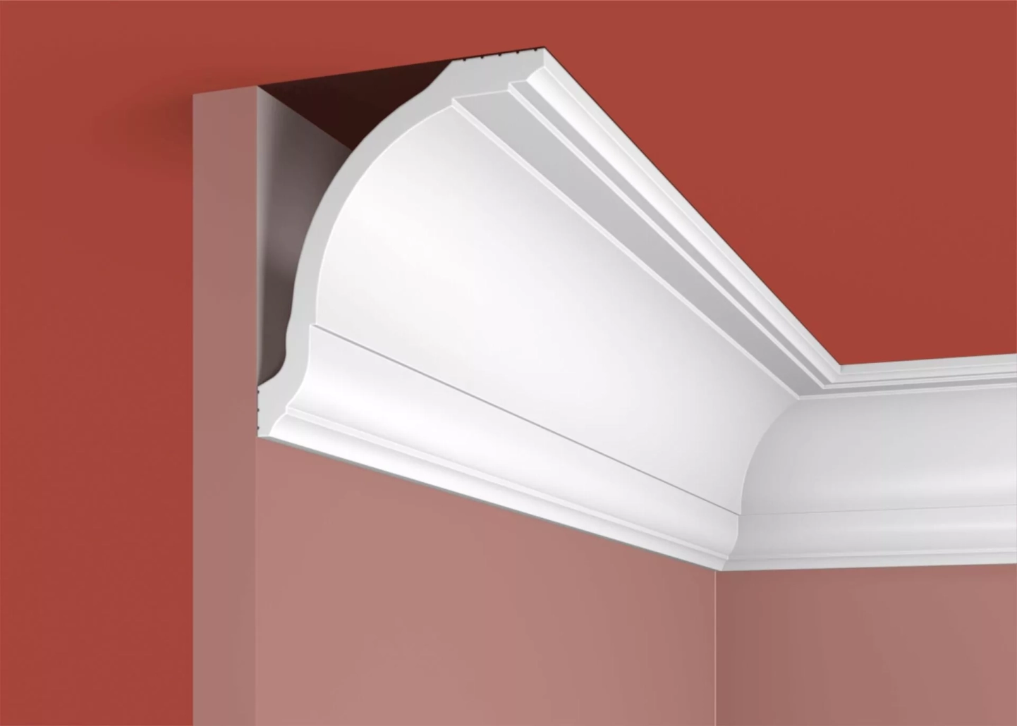 Ideal — Плинтус потолочный дюрополимер Cosca KX015, 97x84x2000мм, Экополимер (Карниз) ударопрочный