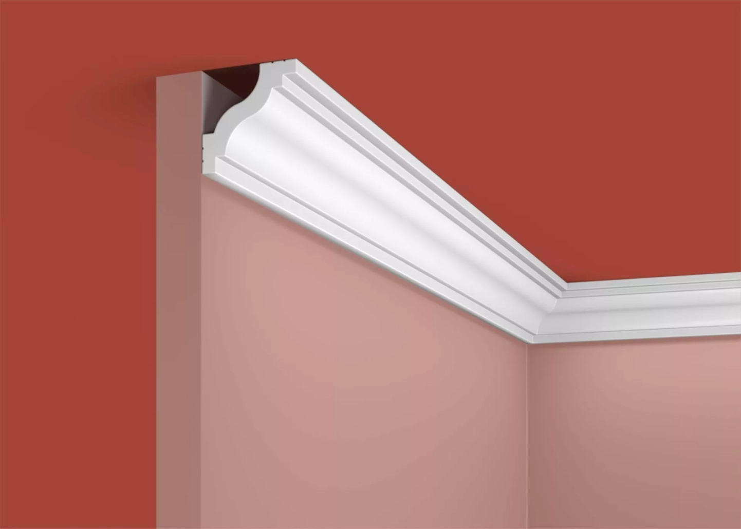 Ideal — Плинтус потолочный дюрополимер Cosca KX034, 40x41x2000мм, Экополимер (Карниз) ударопрочный