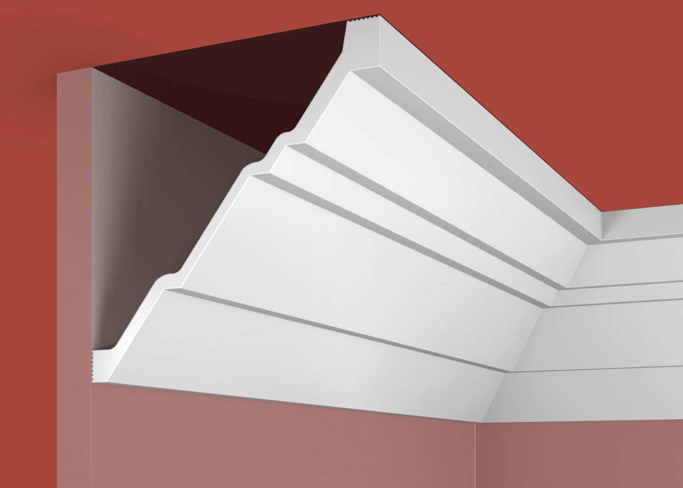 Ideal — Плинтус потолочный дюрополимер Cosca KX055, 147x145x2000мм, Экополимер (Карниз) ударопрочный