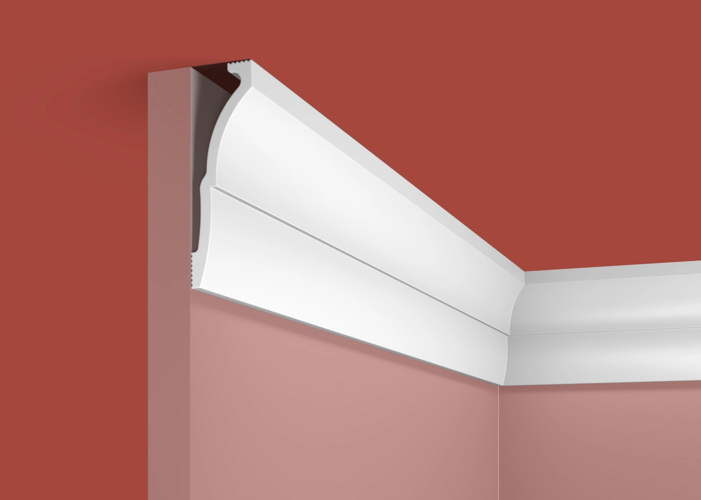 Ideal — Плинтус потолочный дюрополимер Cosca KX058, 91x30x2000мм, Экополимер (Карниз) ударопрочный