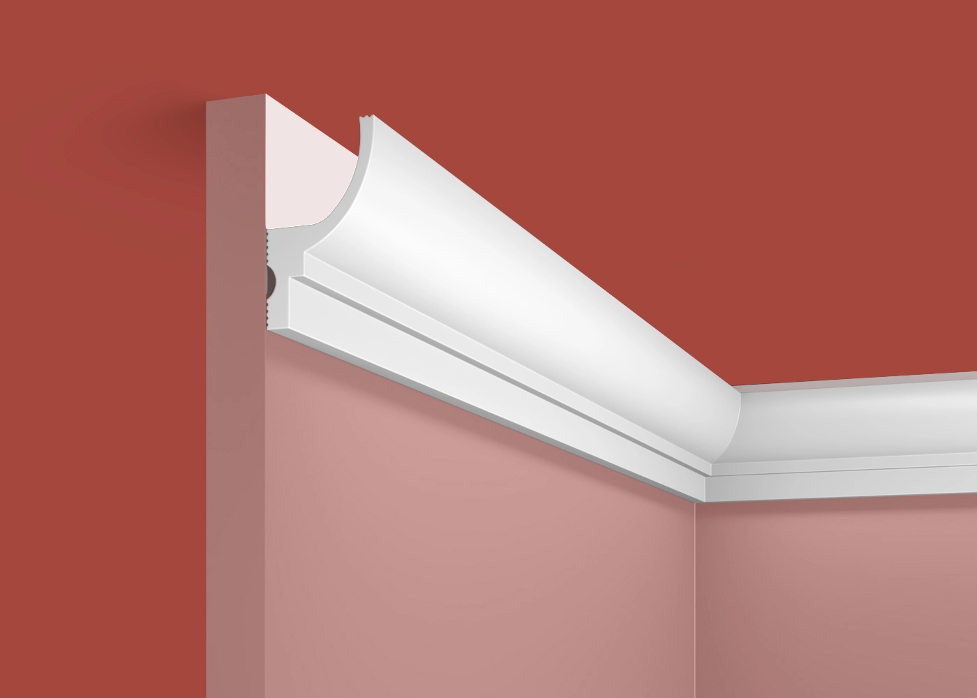 Ideal — Плинтус потолочный дюрополимер Cosca KX071, 60x35x2000мм, Экополимер (Карниз) ударопрочный, Скрытое освещение