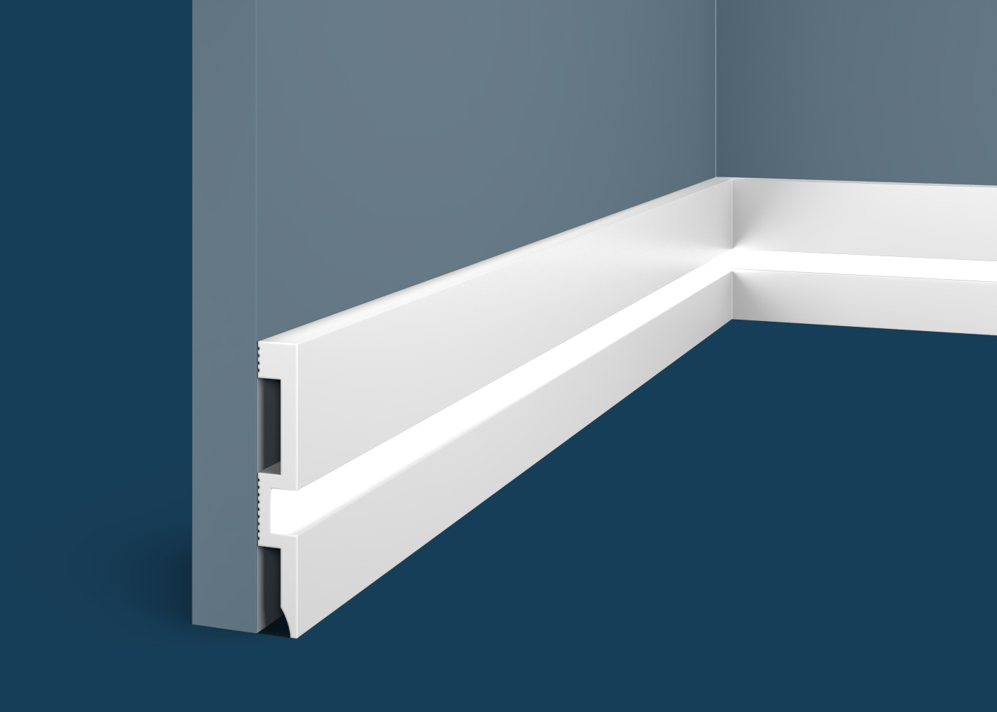 Ideal — Плинтус напольный Cosca PX059, 80x12x2000мм, Экополимер (Плинтус ударопрочный) подсветка