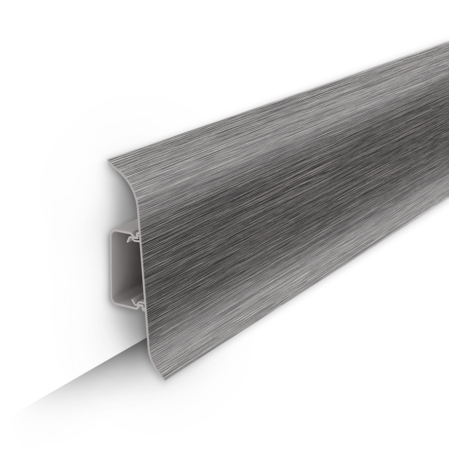 Ideal — Напольный пластиковый плинтус пвх Идеал Классик 70мм 187 Алюминий темный (ideal Classic 70х22х2200 мм)