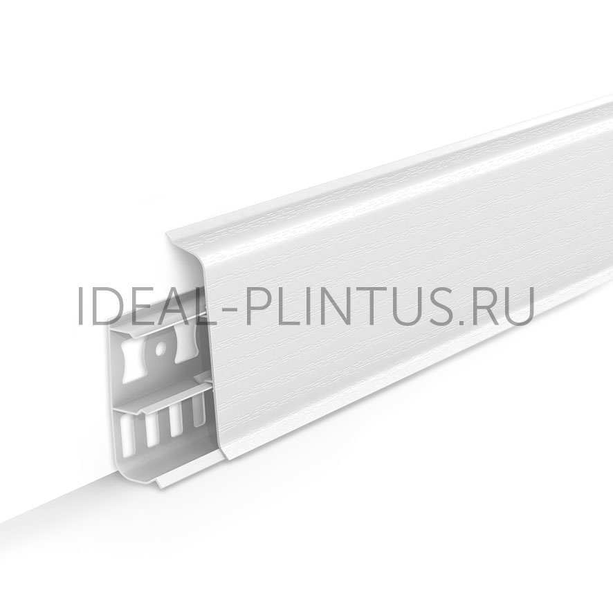 Ideal — Напольный пластиковый плинтус пвх Деконика D70 001 Белый матовый (ideal Deconika 70х21х2200 мм)
