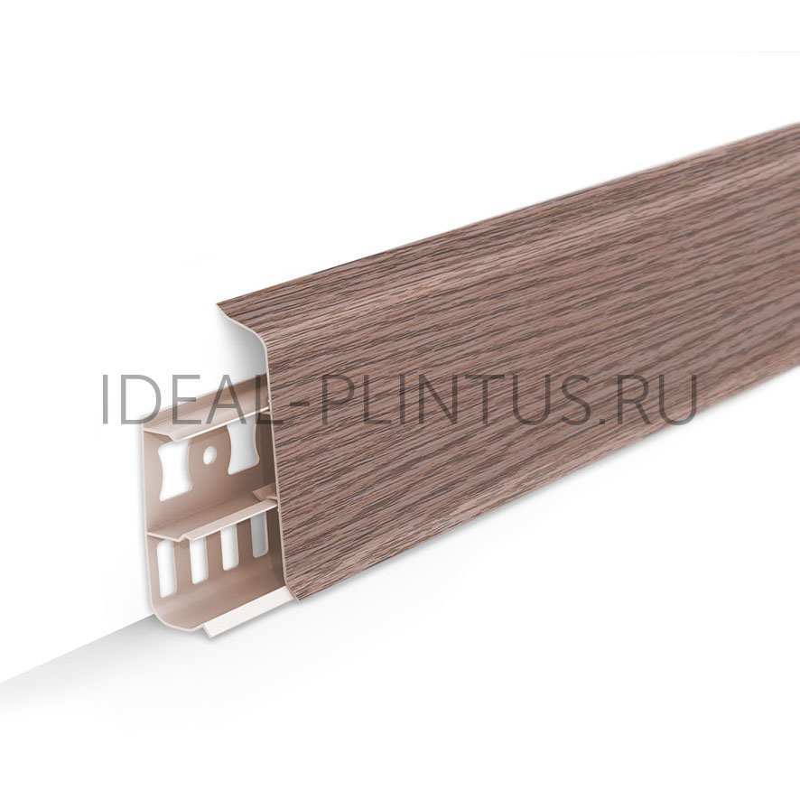 Ideal — Напольный пластиковый плинтус пвх Деконика D70 215 Дуб снежный (ideal Deconika 70х21х2200 мм)