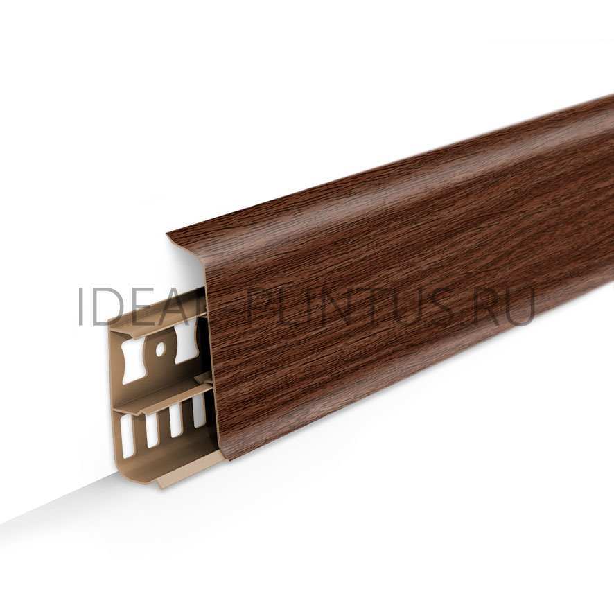 Ideal — Напольный пластиковый плинтус пвх Деконика D70 291 Орех (ideal Deconika 70х21х2200 мм)