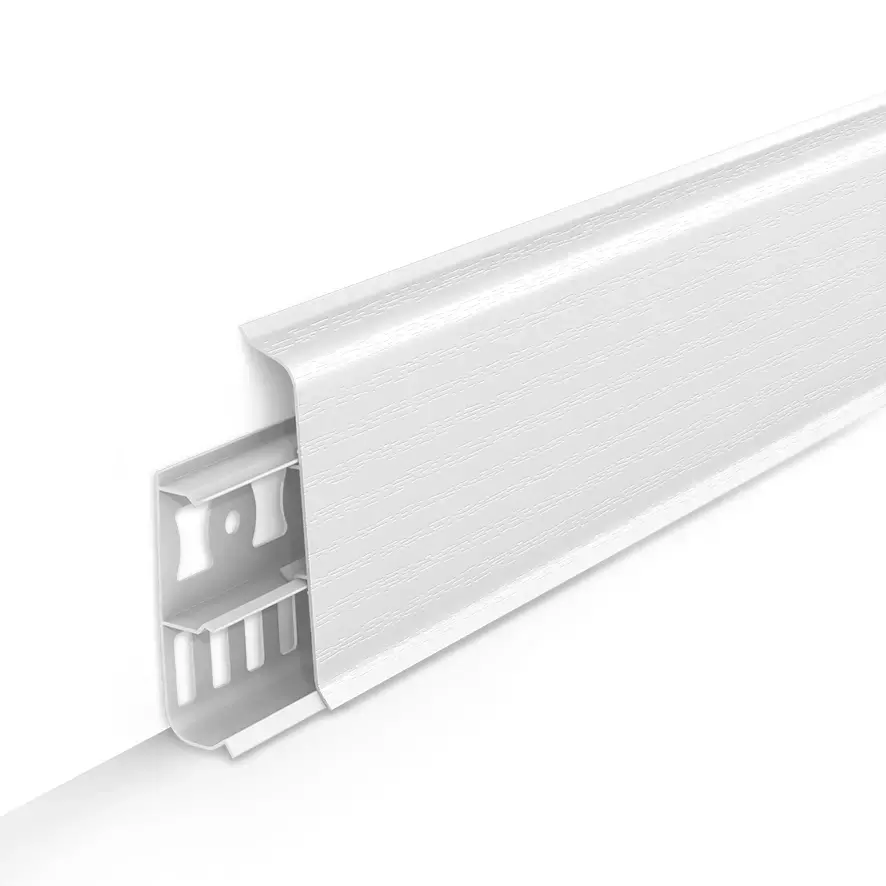 Ideal — Напольный пластиковый плинтус пвх Деконика D85 001 Белый матовый (ideal Deconika 85х21х2200 мм)