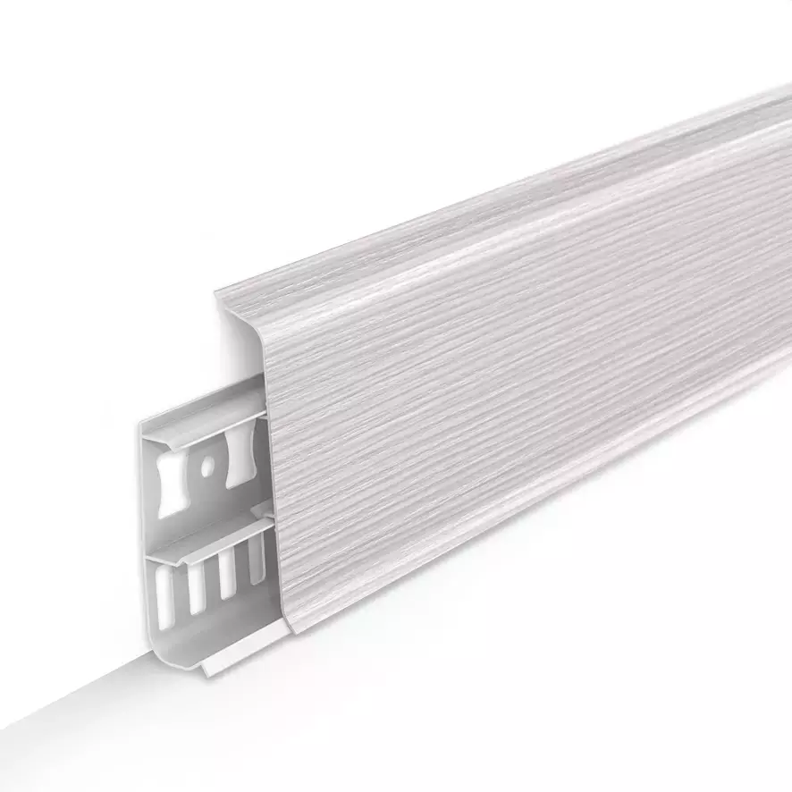 Ideal — Напольный пластиковый плинтус пвх Деконика D85 255 Ясень бьянко (ideal Deconika 85х21х2200 мм)