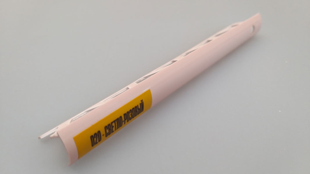 Ideal — Раскладка наружная для плитки 10 мм. Идеал-020 Светло-розовый