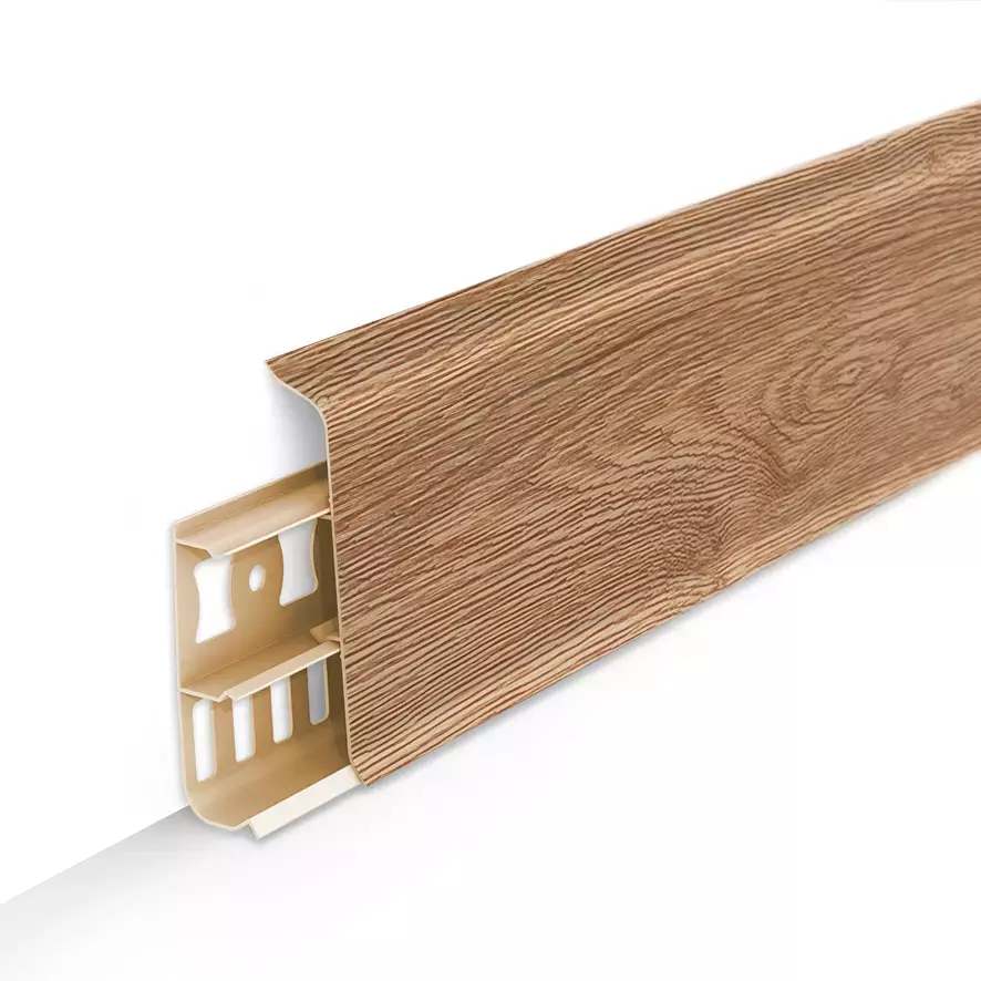 Ideal — Напольный пластиковый плинтус пвх Деконика D85 221 Дуб янтарный (ideal Deconika 85х21х2200 мм)