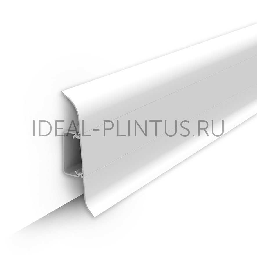 Ideal — Напольный плинтус ПВХ Идеал Классик c70 001 белый центральная планка (ideal Classic 70х22х2200 мм)