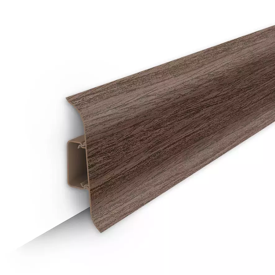 Ideal — Напольный пластиковый плинтус пвх Идеал Классик c70 292 орех миланский (ideal Classic 70х22х2200 мм)