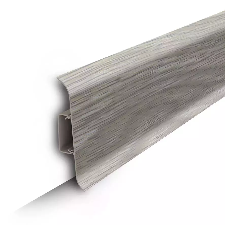 Ideal — Напольный пластиковый плинтус пвх Идеал Классик c85 253 ясень серый (ideal Classic 85х22х2200 мм)