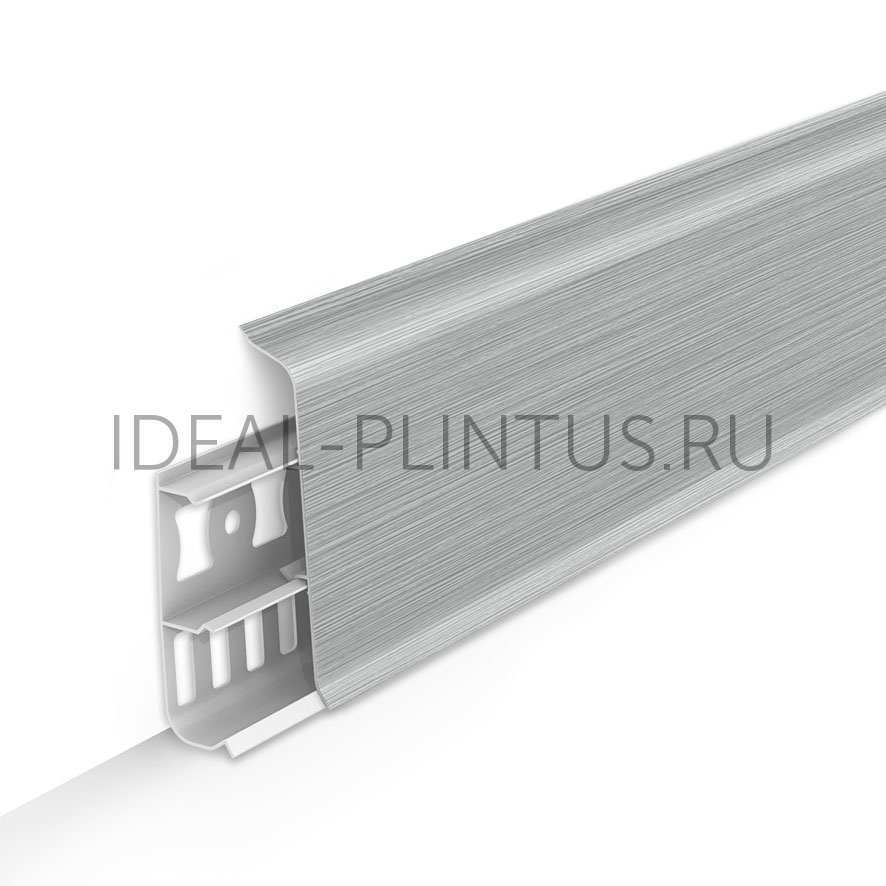 Ideal — Напольный пластиковый плинтус пвх Деконика D70 186 Алюминий (ideal Deconika 70х21х2200 мм)