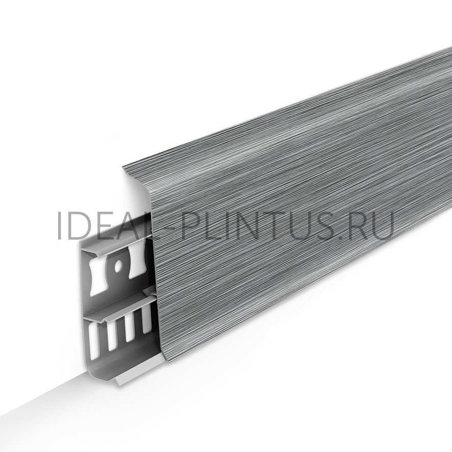 Ideal — Напольный пластиковый плинтус пвх Деконика D70 187 Алюминий темный (ideal Deconika 70х21х2200 мм)