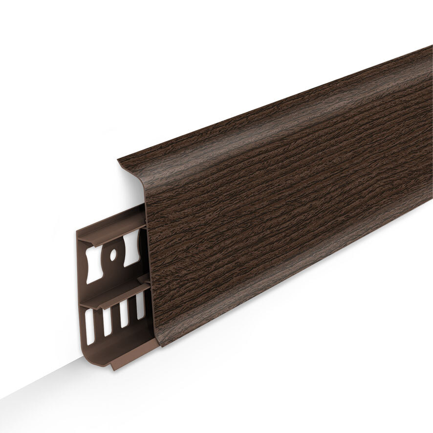 Ideal — Напольный пластиковый плинтус пвх Деконика D70 301 Венге (ideal Deconika 70х21х2200 мм)
