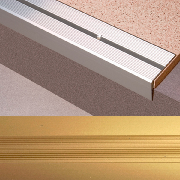Ideal — Угловой алюминиевый порог Золото 40х20х2700 мм. Пластал Д13 для защиты кромки ступеней лестниц