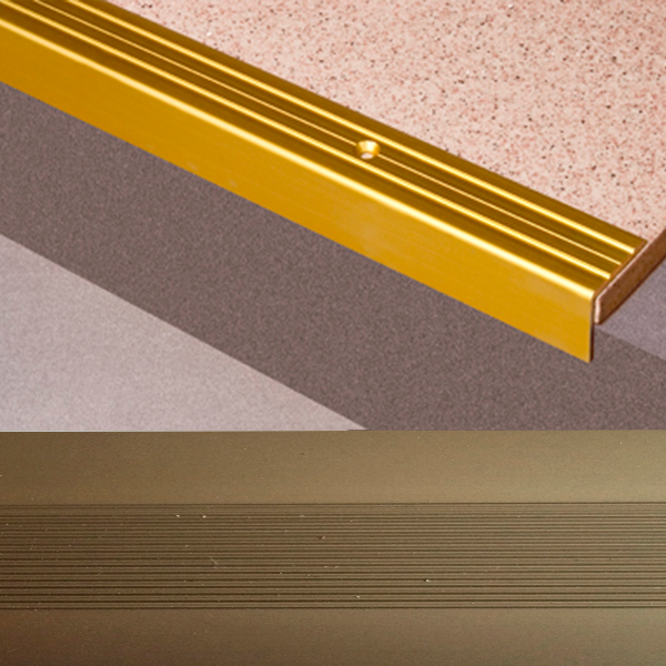 Ideal — Угловой алюминиевый порог Бронза 24х20х2700 мм. Пластал Д3 для защиты кромки ступеней лестниц