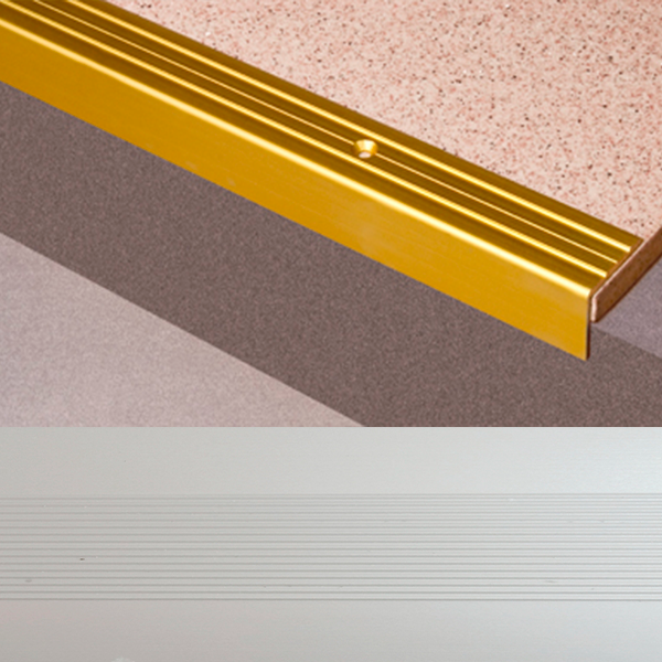 Ideal — Угловой алюминиевый порог Серебро 24х20х900 мм. Пластал Д3 для защиты кромки ступеней лестниц