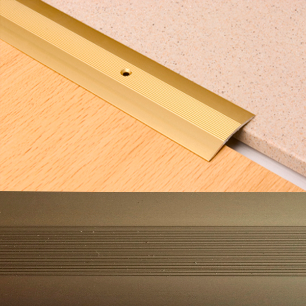 Ideal — Алюминиевый порог для пола Бронза 39.5х3.7х900 мм. Пластал А5 полукруглый с продольными рисками