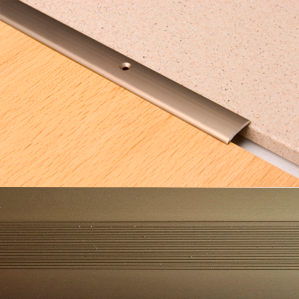 Ideal — Алюминиевый порог для пола Бронза 20х3.5х1800 мм. Пластал А20 полукруглый