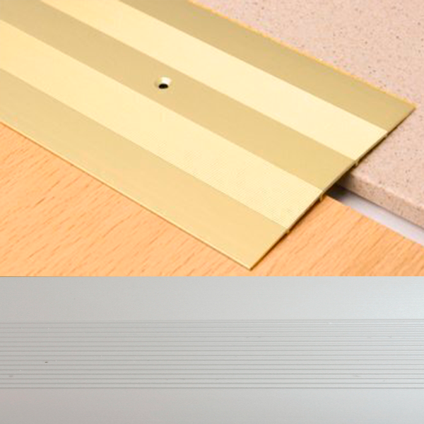 Ideal — Алюминиевый порог для пола Серебро 80х3,5х1800 мм. Пластал А8 плоский с продольными рисками