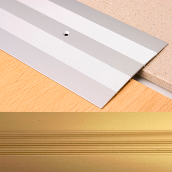 Ideal — Алюминиевый порог для пола Золото 100х3,5х2700 мм. Пластал А10 плоский с продольными рисками