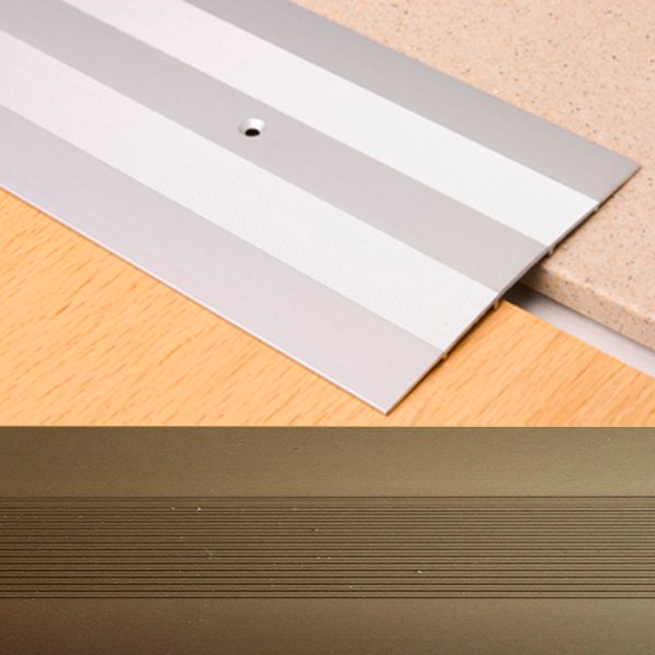 Ideal — Алюминиевый порог для пола Бронза 100х3,5х900 мм. Пластал А10 плоский с продольными рисками