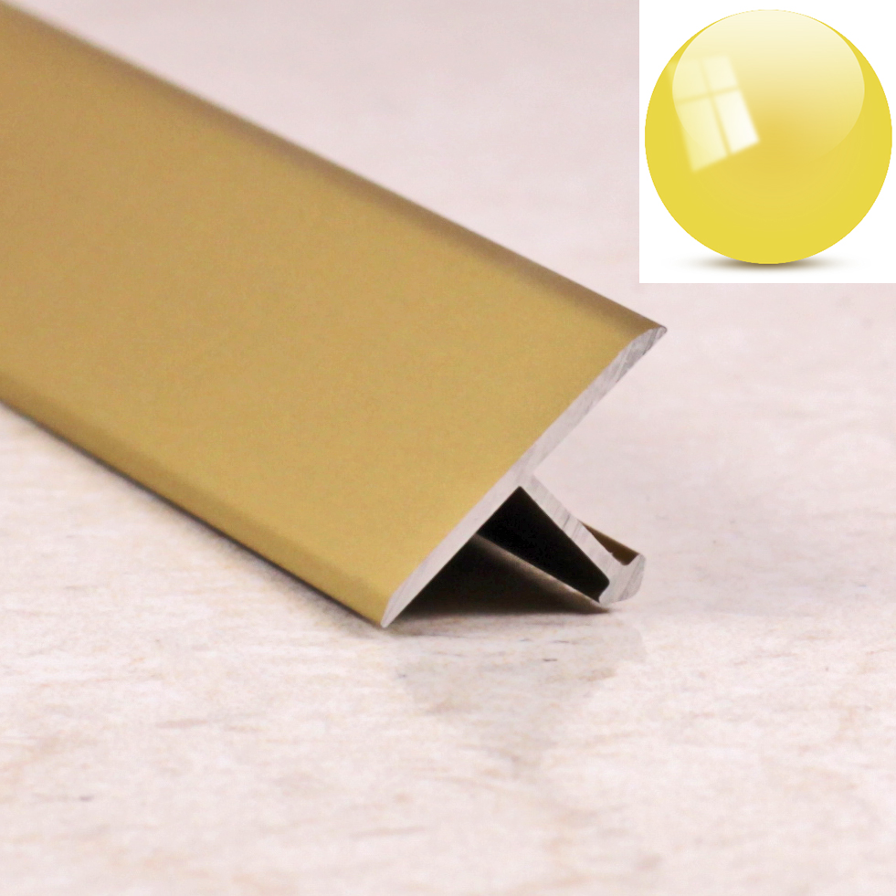 Ideal — Порог т-образный алюминиевый для пола Золото глянец 18х8х2700 мм. универсальный