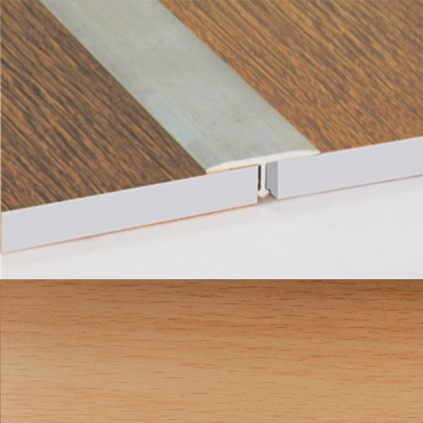 Ideal — Порог т-образный алюминиевый для пола Натуральный бук 18х8х2700 мм. Т18 универсальный