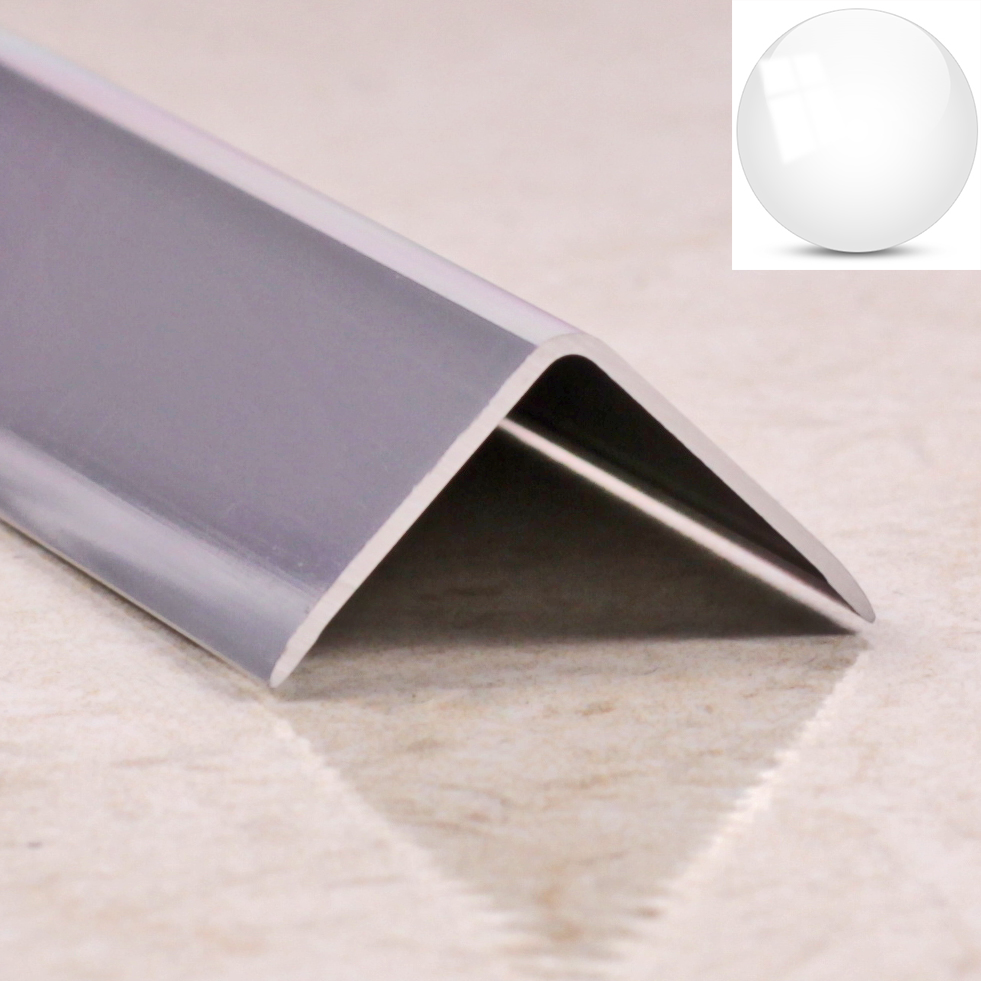 Ideal — Алюминиевый уголок наружный белый глянец 10х10х2700 мм. со скошенными краями