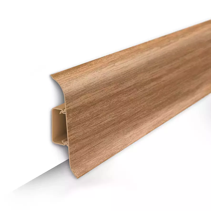 Ideal — Напольный пластиковый плинтус пвх Идеал Классик c70 203 Дуб Беленый (ideal Classic 70х22х2200 мм)