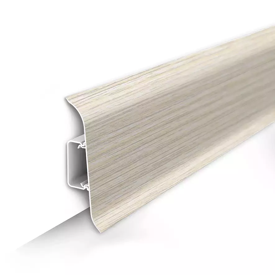 Ideal — Напольный пластиковый плинтус пвх Идеал Классик c70 252 Ясень Белый (ideal Classic 70х22х2200 мм)