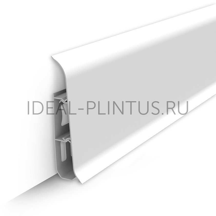 Ideal — Напольный Плинтус ПВХ Идеал Классик КП-70 001 Белый (70х22х2200 мм, С цельной лицевой частью)