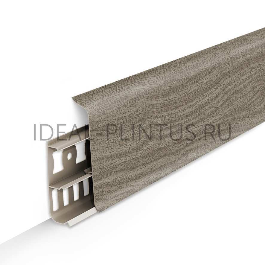 Ideal — Напольный пластиковый плинтус пвх Деконика D70 296-Орех серый (ideal Deconika 70х21х2200 мм)