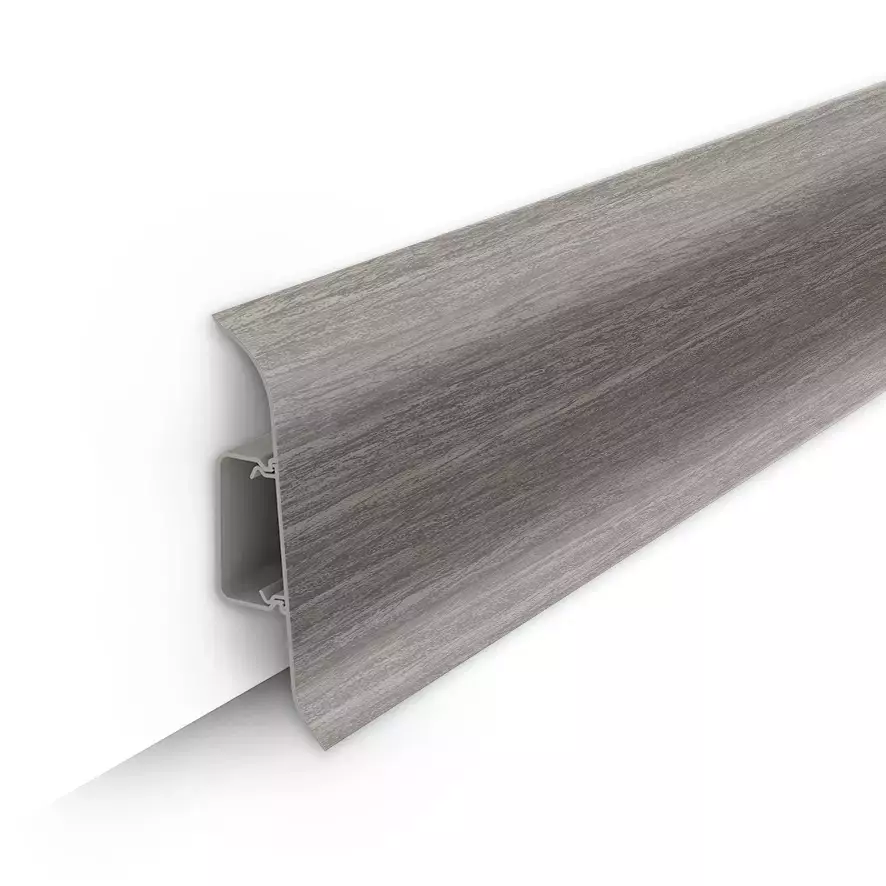 Ideal — Напольный пластиковый плинтус пвх Идеал Классик c70 296 Орех серый (ideal Classic 70х22х2200 мм)