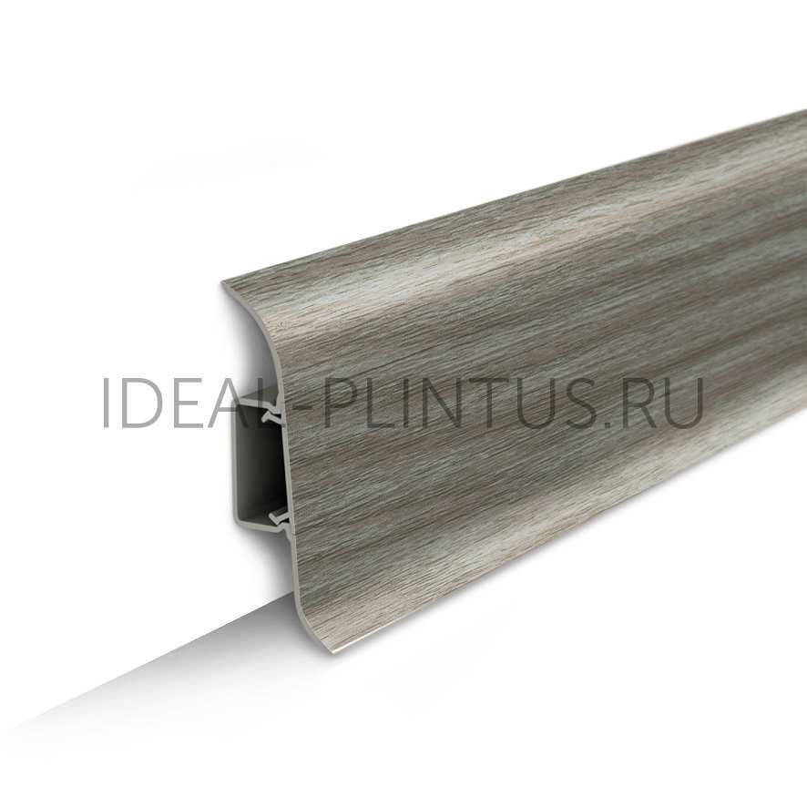Ideal — Напольный пластиковый плинтус пвх Идеал Классик c55 210 Дуб пепельный (ideal Classic 55х22х2200 мм)