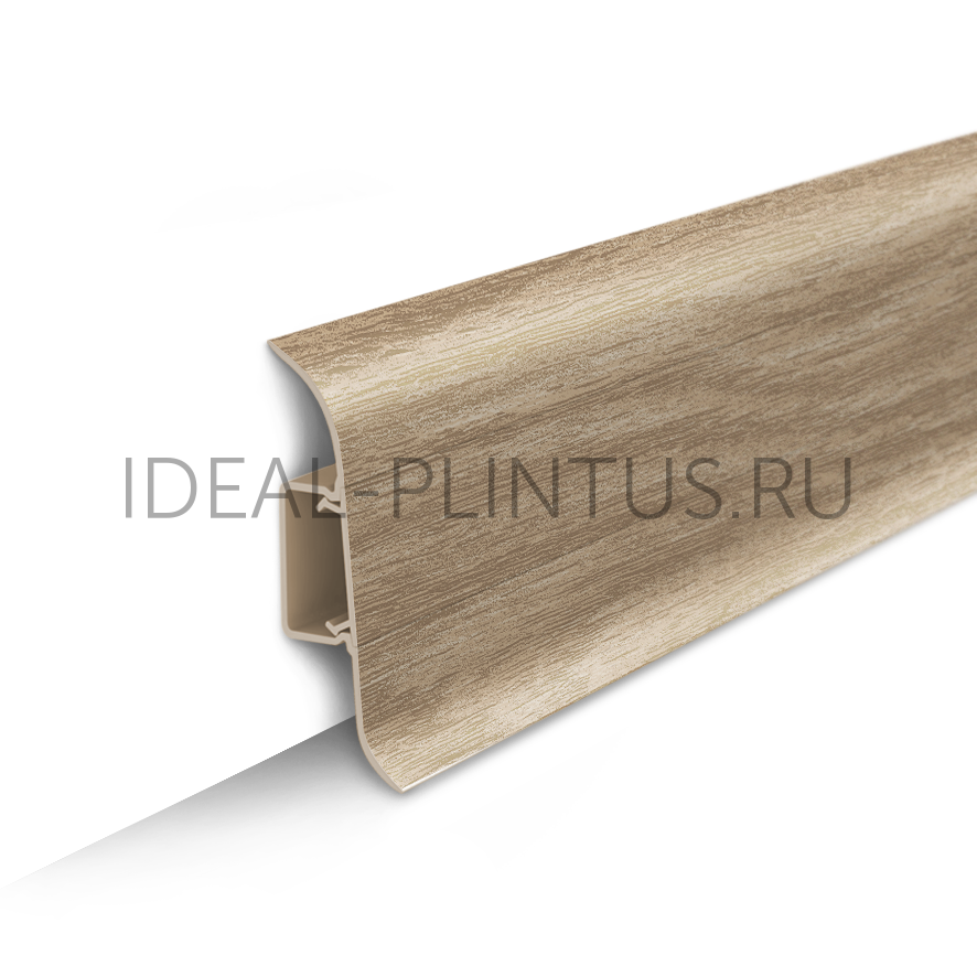 Ideal — Напольный пластиковый плинтус пвх Идеал Классик c55 203 дуб беленый (ideal Classic 55х22х2200 мм)
