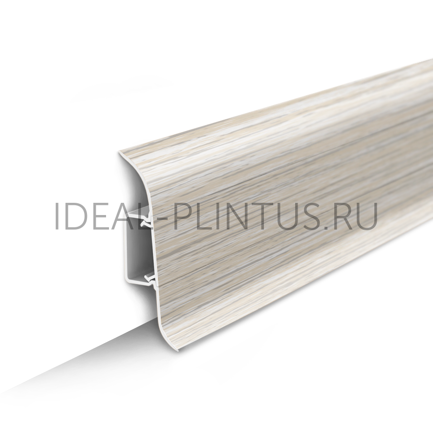 Ideal — Напольный пластиковый плинтус пвх Идеал Классик c55 252 ясень белый (ideal Classic 55х22х2200 мм)