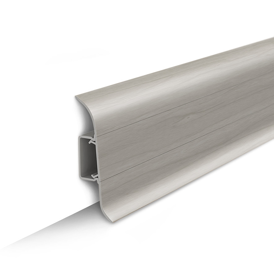 Ideal — Напольный пластиковый плинтус пвх Идеал Классик c55 268 Клен серый (ideal Classic 55х22х2200 мм)