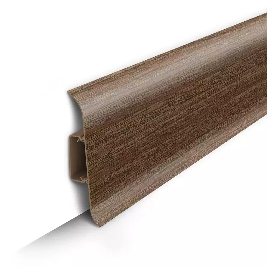 Ideal — Напольный пластиковый плинтус пвх Идеал Классик c85 К-П85 291 Орех (ideal Classic 85х22х2200 мм)