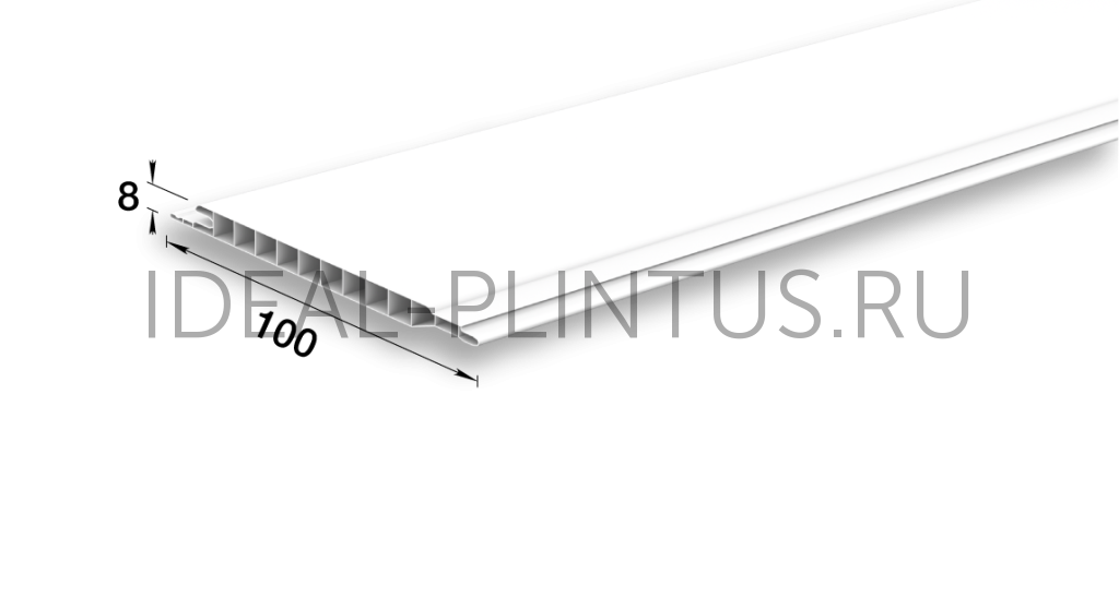 Ideal — Панель потолочная IDEAL односекционная 001 Белая, 100x8x3000мм