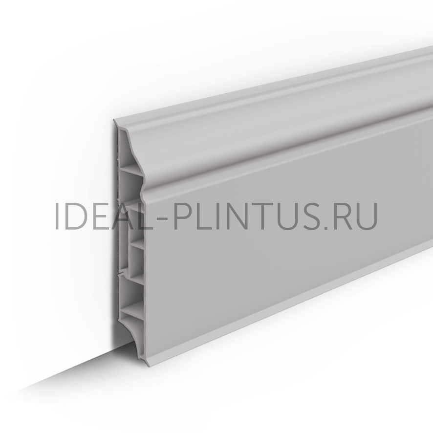 Ideal — Плинтус напольный IDEAL Дюра фигурный 002 Светло-серый 80x16x2200 мм