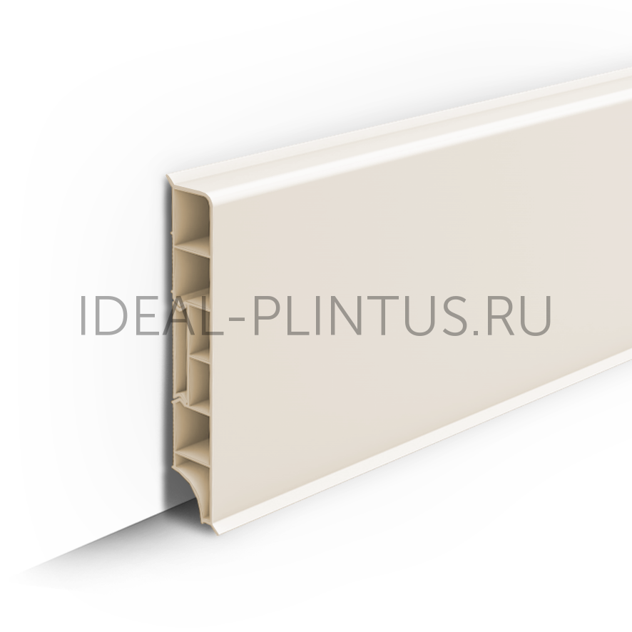 Ideal — Плинтус напольный IDEAL Дюра Прямоугольный 033 Кремово-белый 80x16x2200 мм