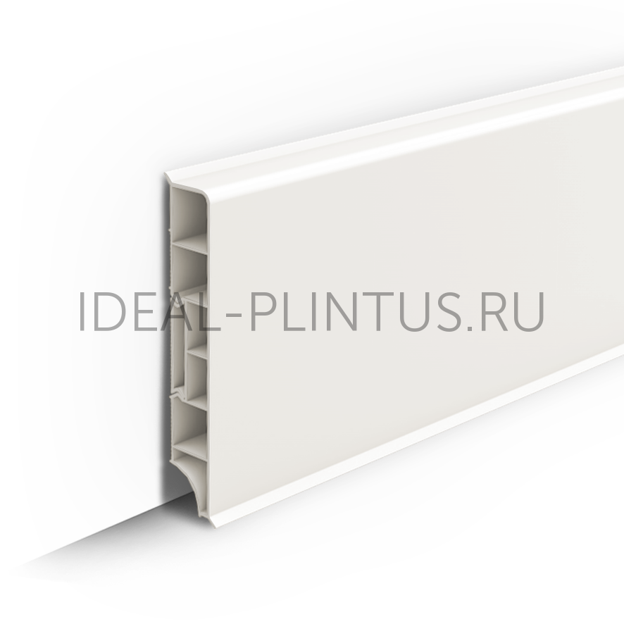 Ideal — Плинтус напольный IDEAL Дюра Прямоугольный 037 Молочно-белый 80x16x2200 мм