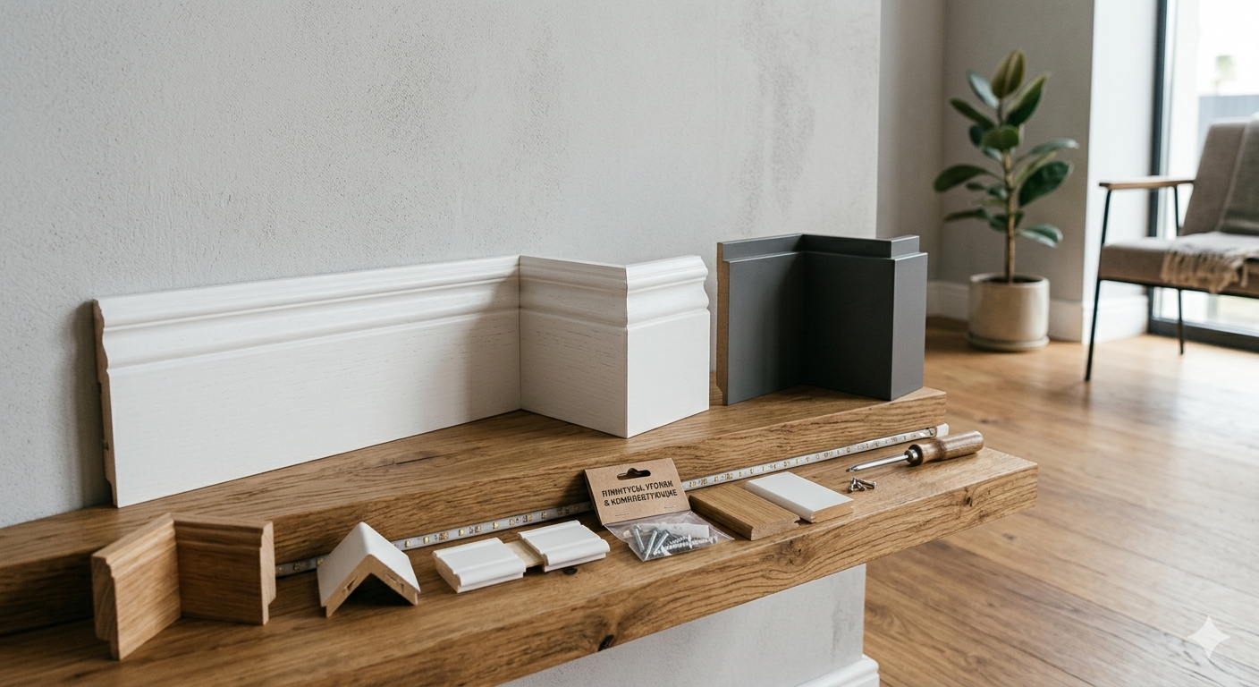 Плинтусы, уголки и комплектующие